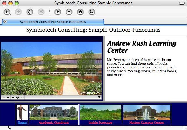 [Webpage holding panorama of the BSC Library.]